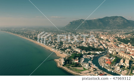Aerial view of city of Terracina in low season. Italy Aerial view of city of Terracina in low season. Italy 47969312