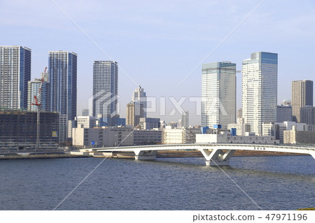 Toyosu市場Toyosu Ohashi從批發市場大廈的屋頂綠化廣場看見 47971196