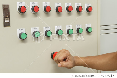 Fist smash touch on red emergency switch and reset Fist smash touch on red emergency switch and reset 47972017