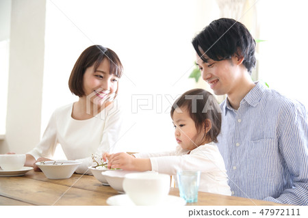父母和孩子吃飯 47972111