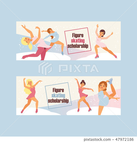 Figure skating vector backdrop girl character skates on competition and professional girlie skater Figure skating vector backdrop girl character skates on competition and professional girlie skater 47972186