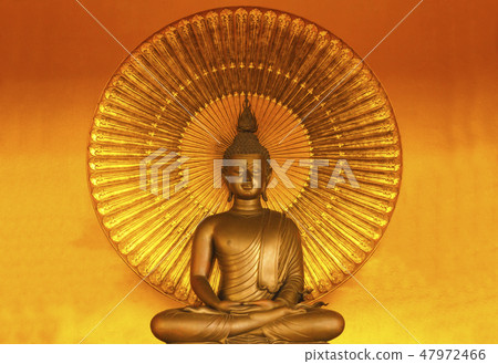 Golden buddha meditation with gold background. Golden buddha meditation with gold background. 47972466