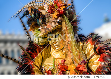 Woman in colorful costume at Carnival of Venice 47973609