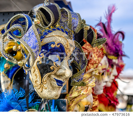 Mask of clown at Venice carnival 2018 47973616