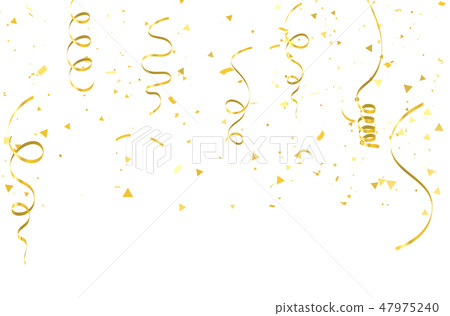 gold confetti Celebration carnival ribbons. 47975240