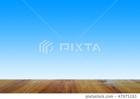 Wood stage with blue background 47975283