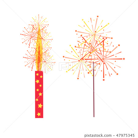 Fireworks and Sparkler Vector Isolated Icons Fireworks and Sparkler Vector Isolated Icons 47975345