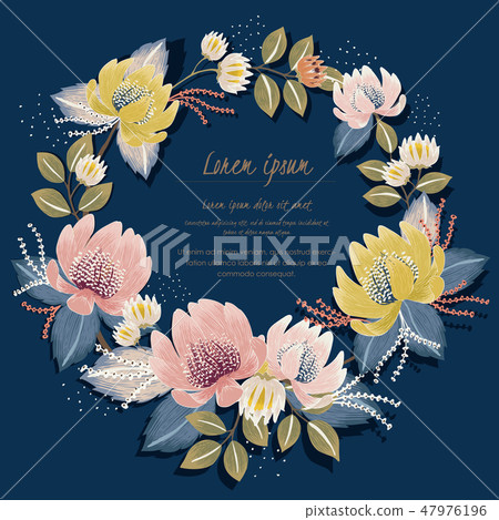 Vector illustration of a floral wreath in spring 47976196