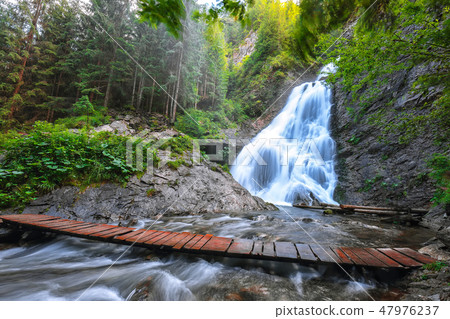 View of Bride's Veil / Valul Miresei Waterfall. 47976237