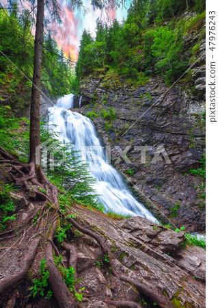 View of Bride's Veil / Valul Miresei Waterfall. 47976243