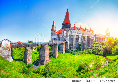 Beautiful panorama of the Hunyad Castle 47976266