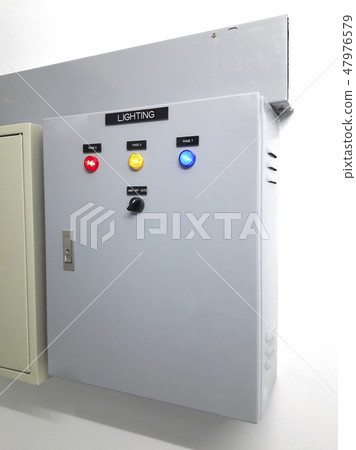 Electric power control box mounted on the wall 47976579