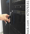 Man open the door of computer server rack 47976581