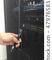Man open the door of computer server rack 47976583