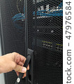 Man open the door of computer server rack 47976584