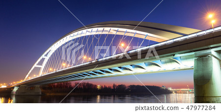 Apollo Bridge in Bratislava at night, Slovakia 47977284
