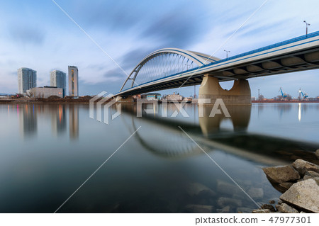 Apollo bridge in Bratislava with nice sunset 47977301