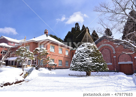 在北海道的北海道冬天，在Kawaramachi拍攝Trapischine修道院的風景 47977683