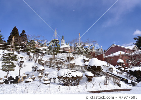 在北海道的北海道冬天,在Kawaramachi拍攝Trapischine修道院的風景 在北海道的北海道冬天,在Kawaramachi拍攝Trapischine修道院的風景 47977693