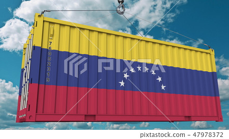 Cargo container with flag of Venezuela. Venezuelan import or export related conceptual 3D rendering Cargo container with flag of Venezuela. Venezuelan import or export related conceptual 3D rendering 47978372