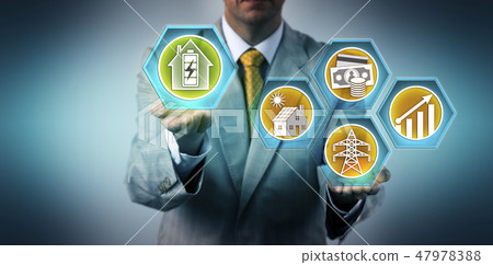 Man Adding Home Battery Storage To Rooftop Solar 47978388