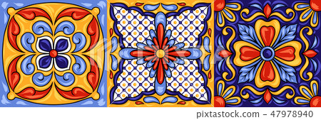 Mexican talavera ceramic tile pattern. Ethnic folk ornament. Mexican talavera ceramic tile pattern. Ethnic folk ornament. 47978940