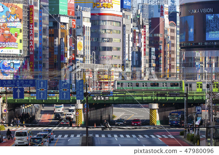 Urban landscape with Yamanote line Urban landscape with Yamanote line 47980096
