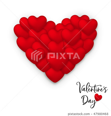 Red Valentines Day greeting card of heart balloon - Stock Illustration ...