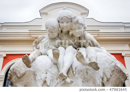 Fountain Kids and a Frog or Jeunesses by French artist Max Blonde exhibited at Paris Salon in 1904 47981645
