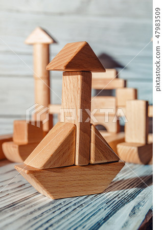 Children's wooden designer from blocks of a different form 47983509