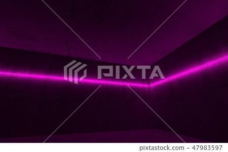 Interior with purple neon light lines 3d Interior with purple neon light lines 3d 47983597