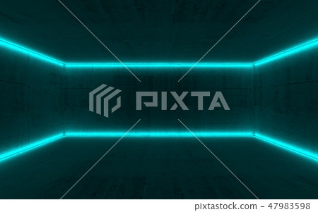 Glowing cyan neon light lines, 3d Glowing cyan neon light lines, 3d 47983598