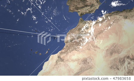Commercial plane arrives to Marrakesh, Morocco, 3D rendering Commercial plane arrives to Marrakesh, Morocco, 3D rendering 47983658