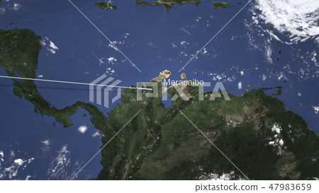 Commercial plane arrives to Maracaibo, Venezuela, 3D rendering Commercial plane arrives to Maracaibo, Venezuela, 3D rendering 47983659