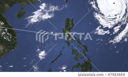 Commercial plane arrives to Manila, Philippines, 3D rendering 47983669
