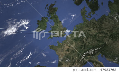 Plane arriving to London, United Kingdom from west, 3D rendering Plane arriving to London, United Kingdom from west, 3D rendering 47983768