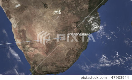 Commercial airplane flying to Johannesburg, South Africa. 3D rendering 47983944