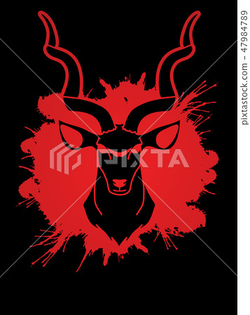 Kudu head front view graphic vector. Kudu head front view graphic vector. 47984789