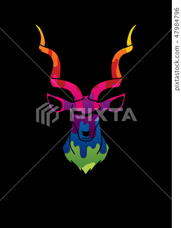 Kudu head front view graphic vector. Kudu head front view graphic vector. 47984796