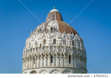Pisa Baptistery heritage tower decoration close up photo 47984912