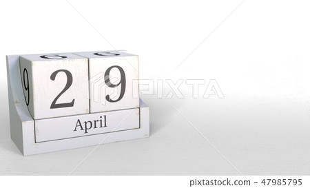 April 29 date on vintage cube calendar, 3D rendering April 29 date on vintage cube calendar, 3D rendering 47985795