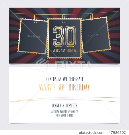 30 years anniversary party invitation vector template, illustration 47986202