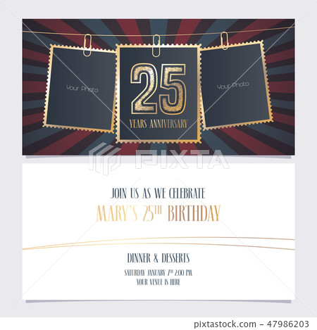 25 years anniversary party invitation vector template, illustration 25 years anniversary party invitation vector template, illustration 47986203