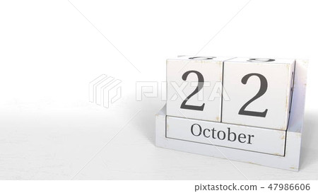 October 22 date on wooden blocks calendar. 3D rendering October 22 date on wooden blocks calendar. 3D rendering 47986606