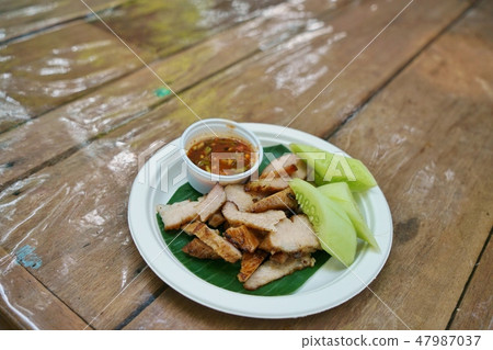 Thai food, Mo Yang (Charcoal grilled pork) 47987037