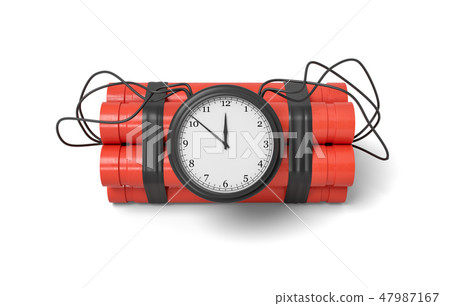 3d rendering of red dynamite stick time bomb isolated on white background 47987167