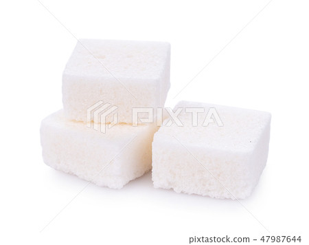 white sugar cube on white background 47987644