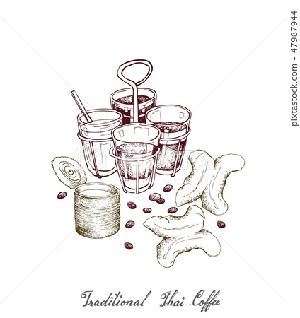 Chinese Coffee and Tea with Fried Doughstick Chinese Coffee and Tea with Fried Doughstick 47987944