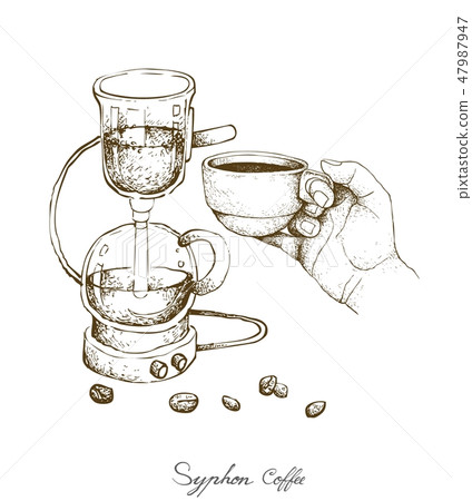 Shot of Coffee with Syphon Coffee Maker Shot of Coffee with Syphon Coffee Maker 47987947