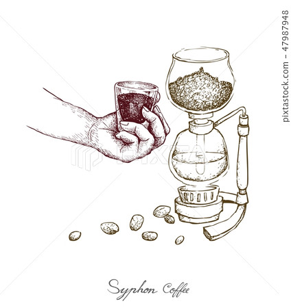 Shot of Coffee with Syphon Coffee Maker Shot of Coffee with Syphon Coffee Maker 47987948